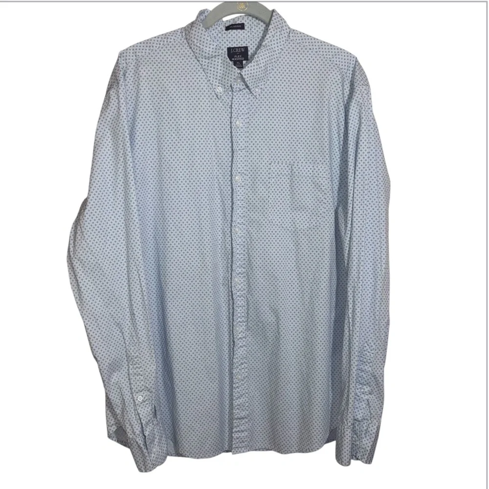 J. Crew Classic Flex Washed Men’s XL Button Down Shirt Long Sleeve Diamond Dot